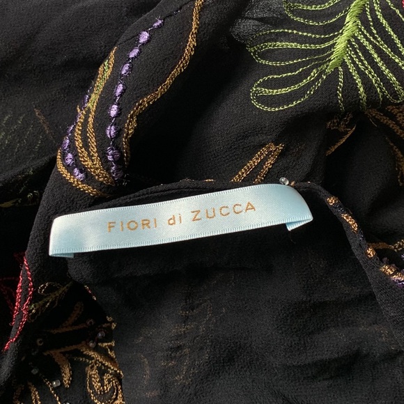 Fiori Di Zucca Silk Beaded Embroidered Black Scarf - Picture 6 of 7